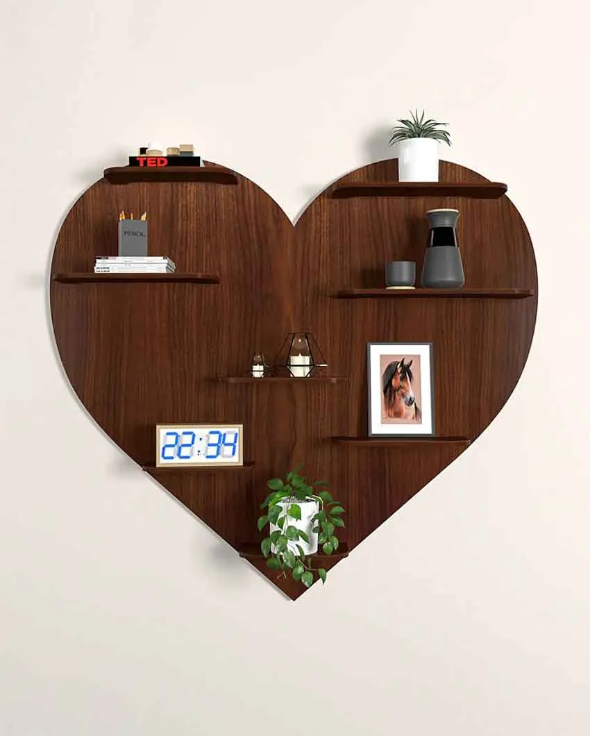 Heart Backlit Designer Wooden Wall Shelf | 29 x 32 inches