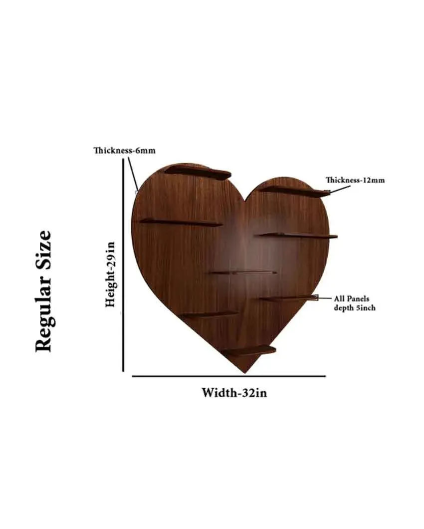 Heart Backlit Designer Wooden Wall Shelf | 29 x 32 inches