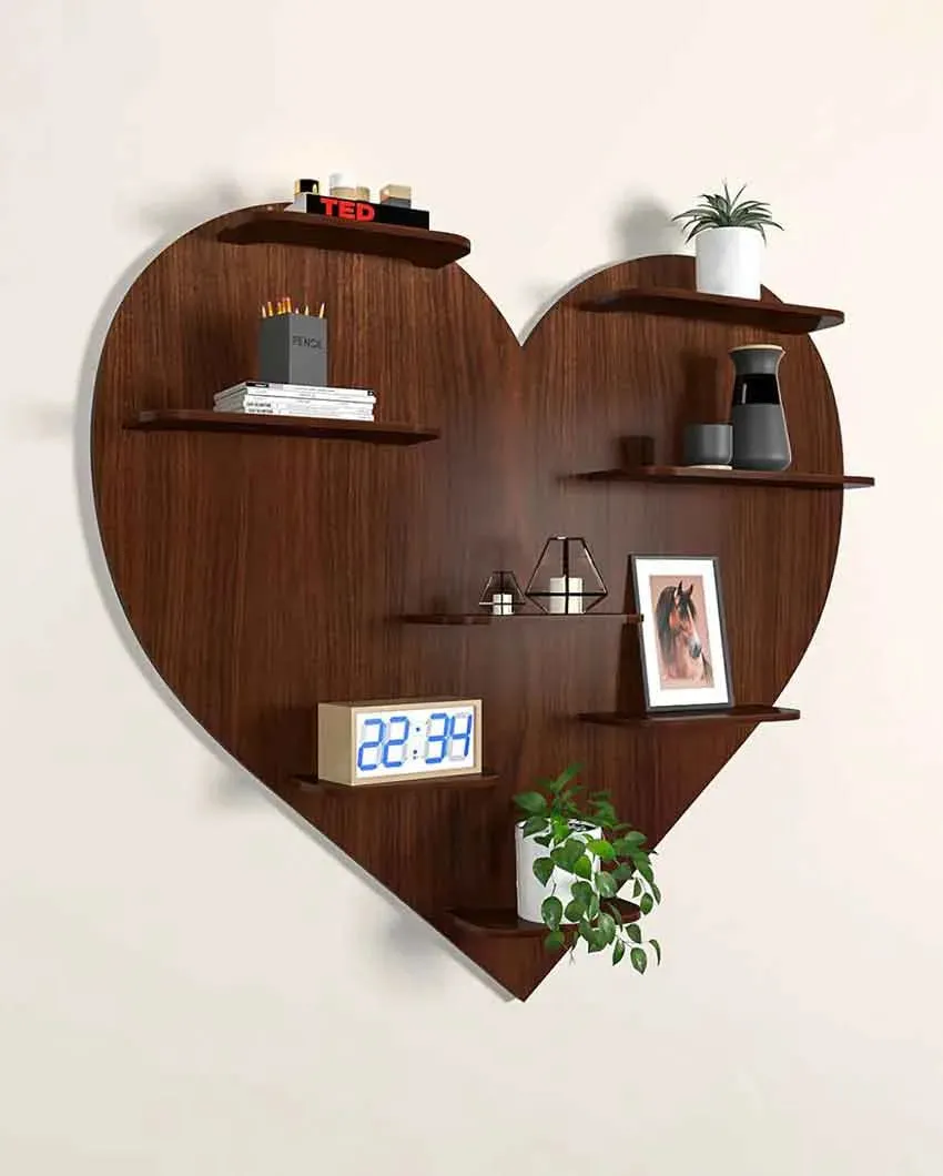 Heart Backlit Designer Wooden Wall Shelf | 29 x 32 inches