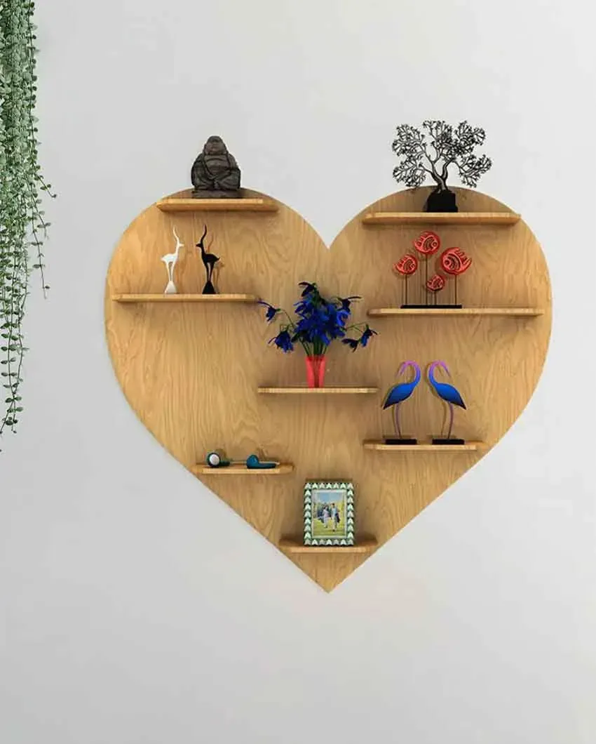 Heart Backlit Designer Wooden Wall Shelf | 29 x 32 inches