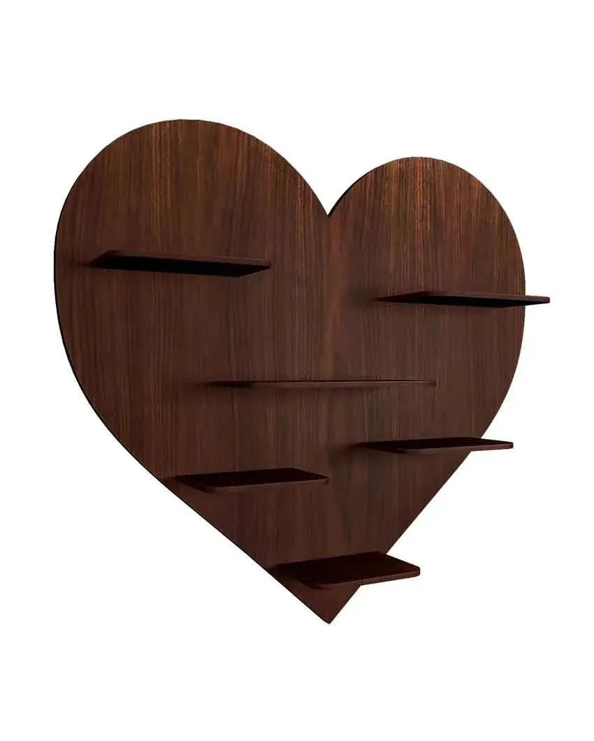 Heart Backlit Designer Wooden Wall Shelf | 29 x 32 inches