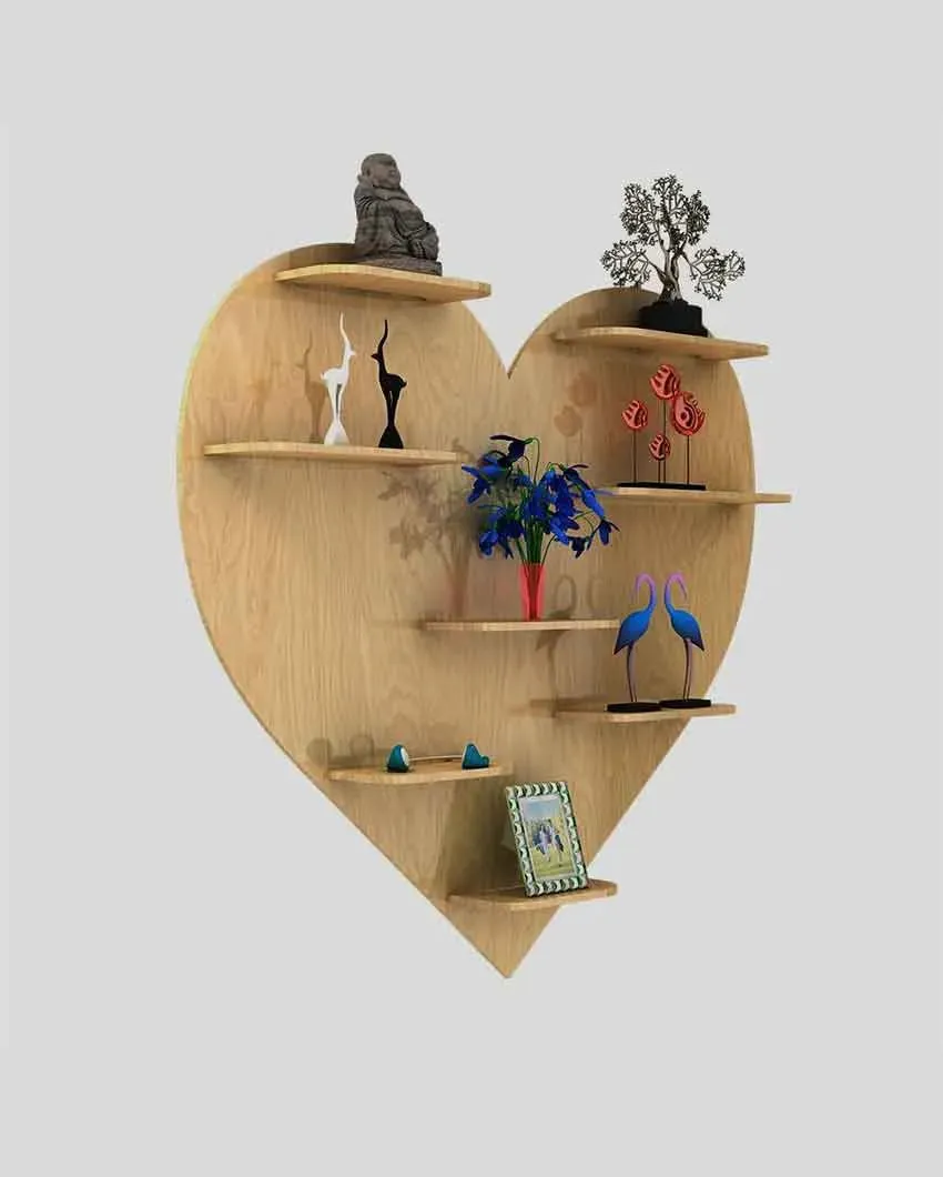 Heart Backlit Designer Wooden Wall Shelf | 29 x 32 inches