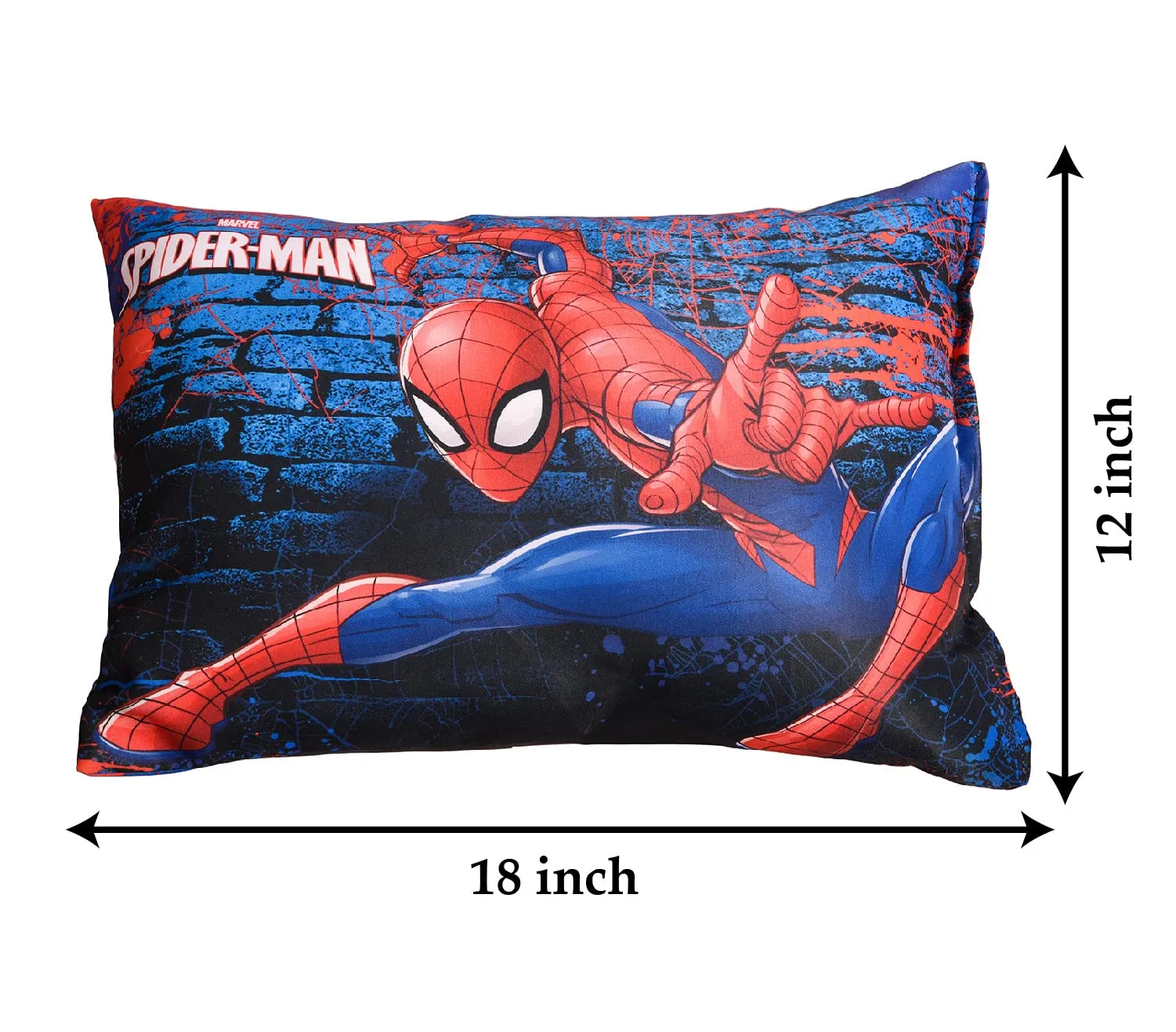 Heart Home Marvel Spiderman Print Baby Pillow|Polyester Super Soft Kids Pillow for Sleeping & Travel,12 x 18 Inch,(Navy Blue)