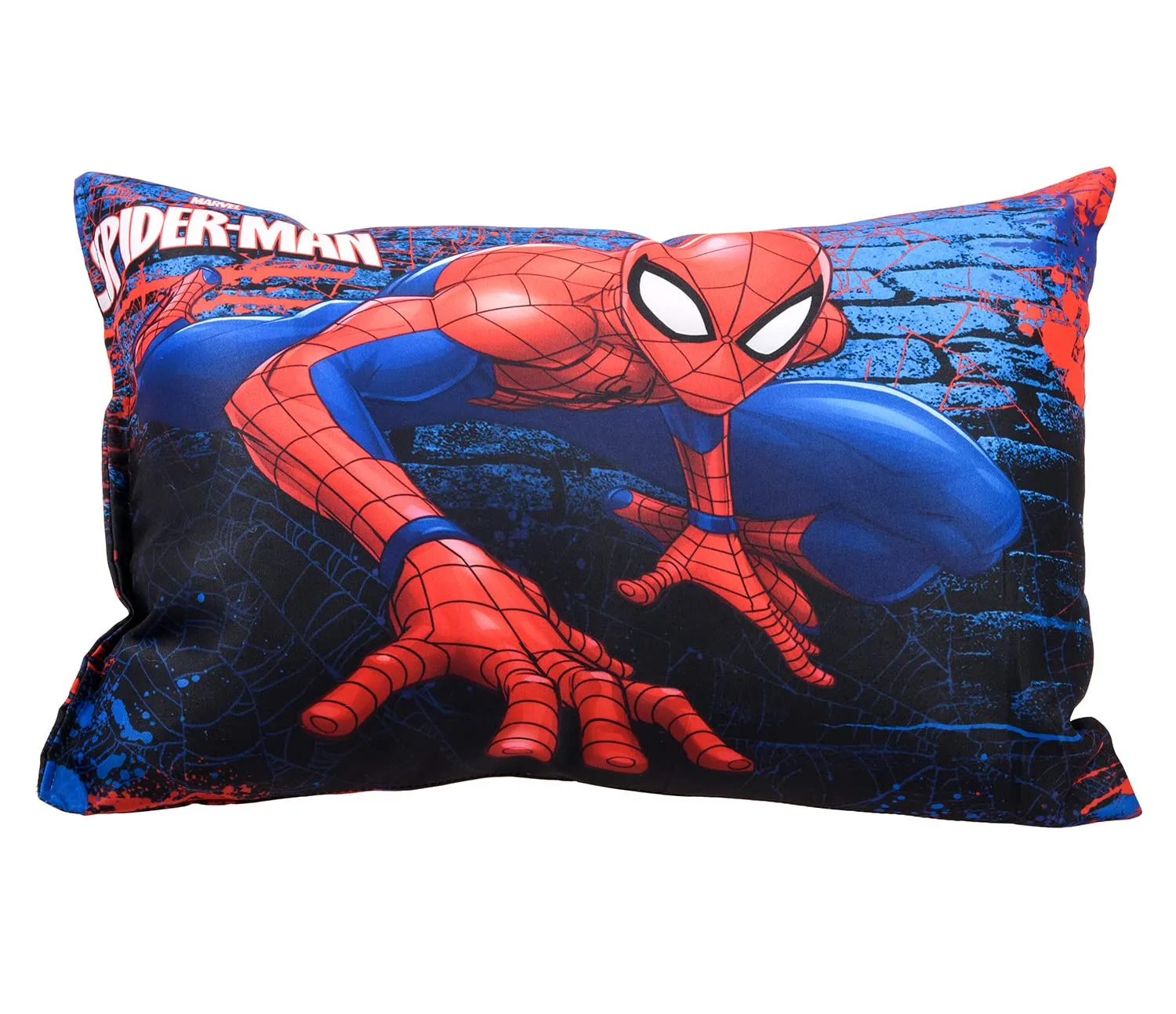 Heart Home Marvel Spiderman Print Baby Pillow|Polyester Super Soft Kids Pillow for Sleeping & Travel,12 x 18 Inch,(Navy Blue)