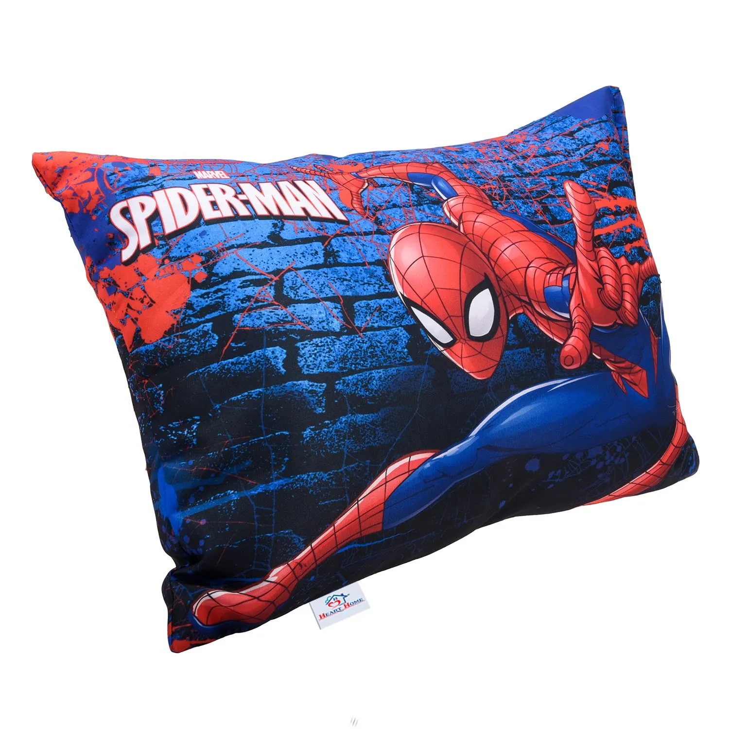 Heart Home Marvel Spiderman Print Baby Pillow|Polyester Super Soft Kids Pillow for Sleeping & Travel,12 x 18 Inch,(Navy Blue)