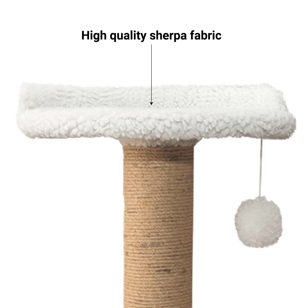 Hiputee Soft Fur Scratching Post with Sisal Rope Tree for Kittens & Cats (White)