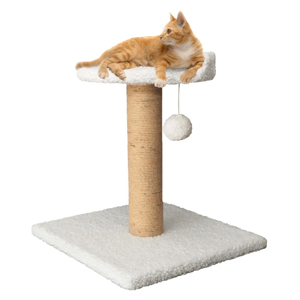 Hiputee Soft Fur Scratching Post with Sisal Rope Tree for Kittens & Cats (White)