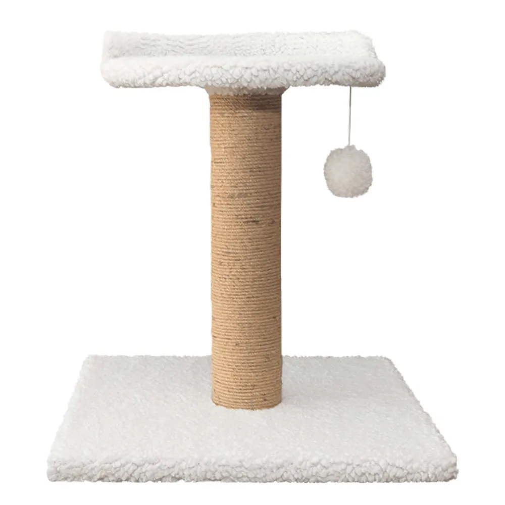 Hiputee Soft Fur Scratching Post with Sisal Rope Tree for Kittens & Cats (White)