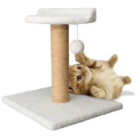 Hiputee Soft Fur Scratching Post with Sisal Rope Tree for Kittens & Cats (White)