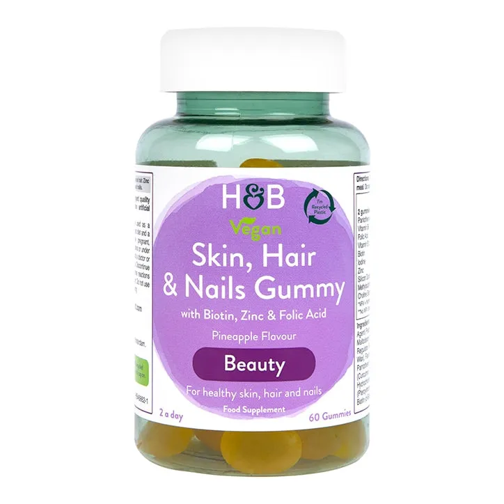 Holland & Barrett Skin Hair And Nails Vegan Pineapple Flavour 60 Gummies