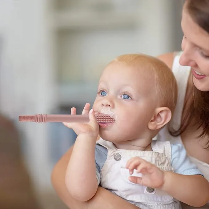 Hollow Teether Tube 6-Pack – BPA-Free Silicone Chew Straws for Babies 3-12 Months