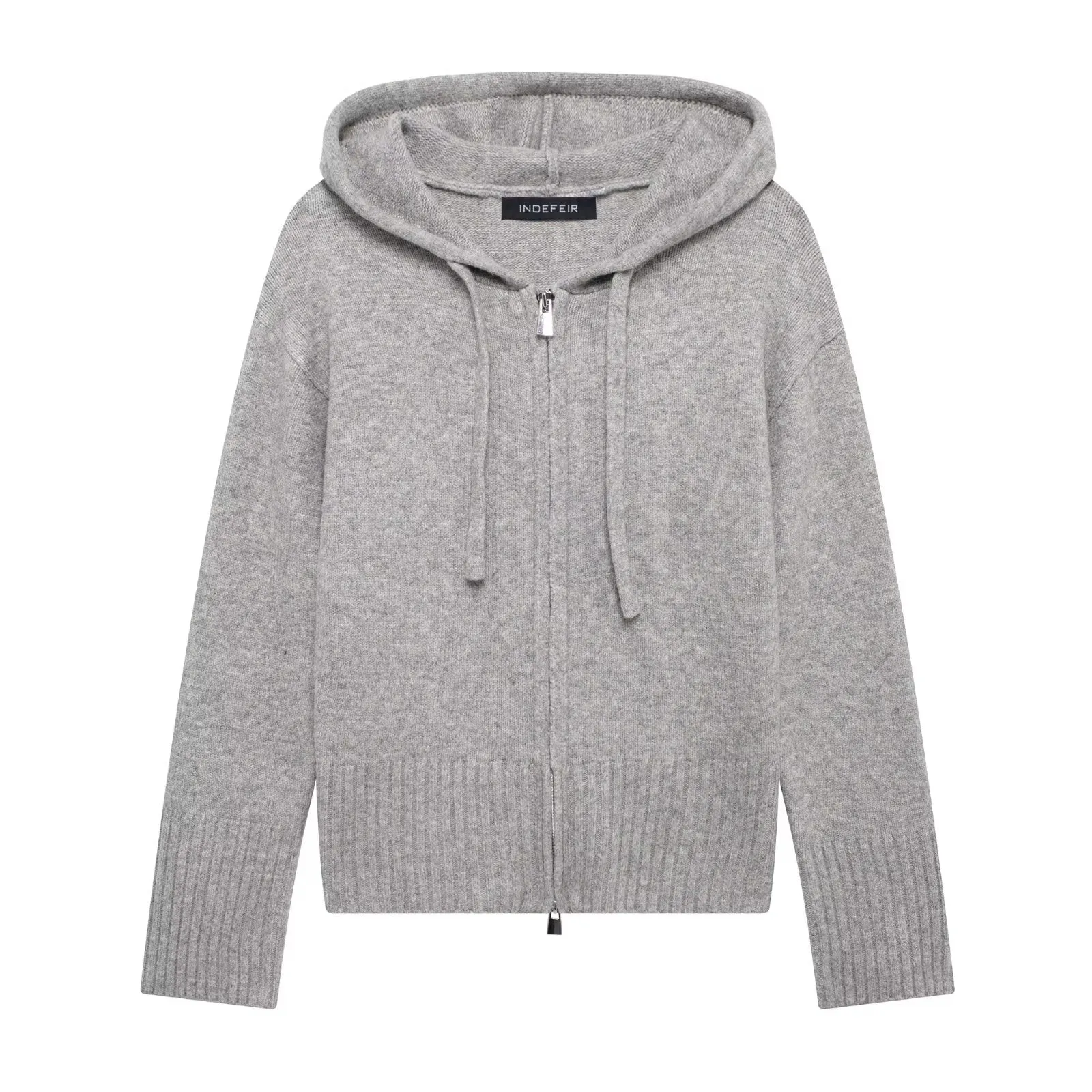 Hooded Zipper Knitted Sweater