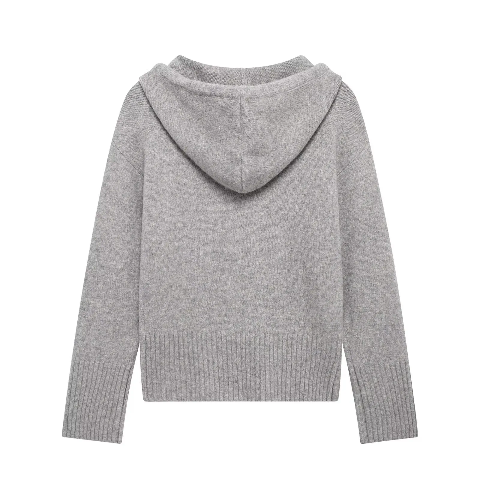 Hooded Zipper Knitted Sweater