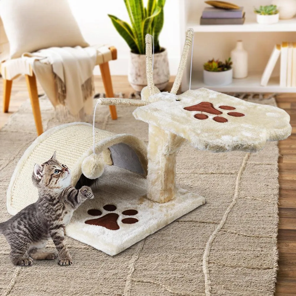 i.Pet Cat Tree 45cm Trees Scratching Post Scratcher Tower Condo House Furniture Wood Beige