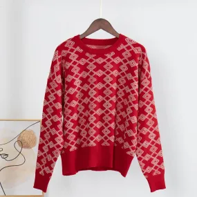 Judith Plaid Long Sleeve Oversize Knitted Women Pullover