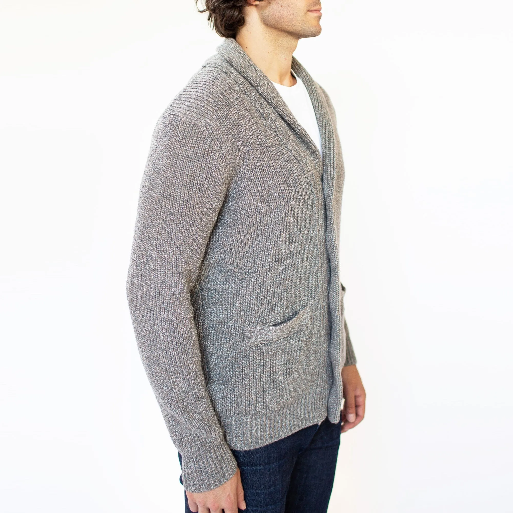 Knit Shawl Cardigan (Brown)