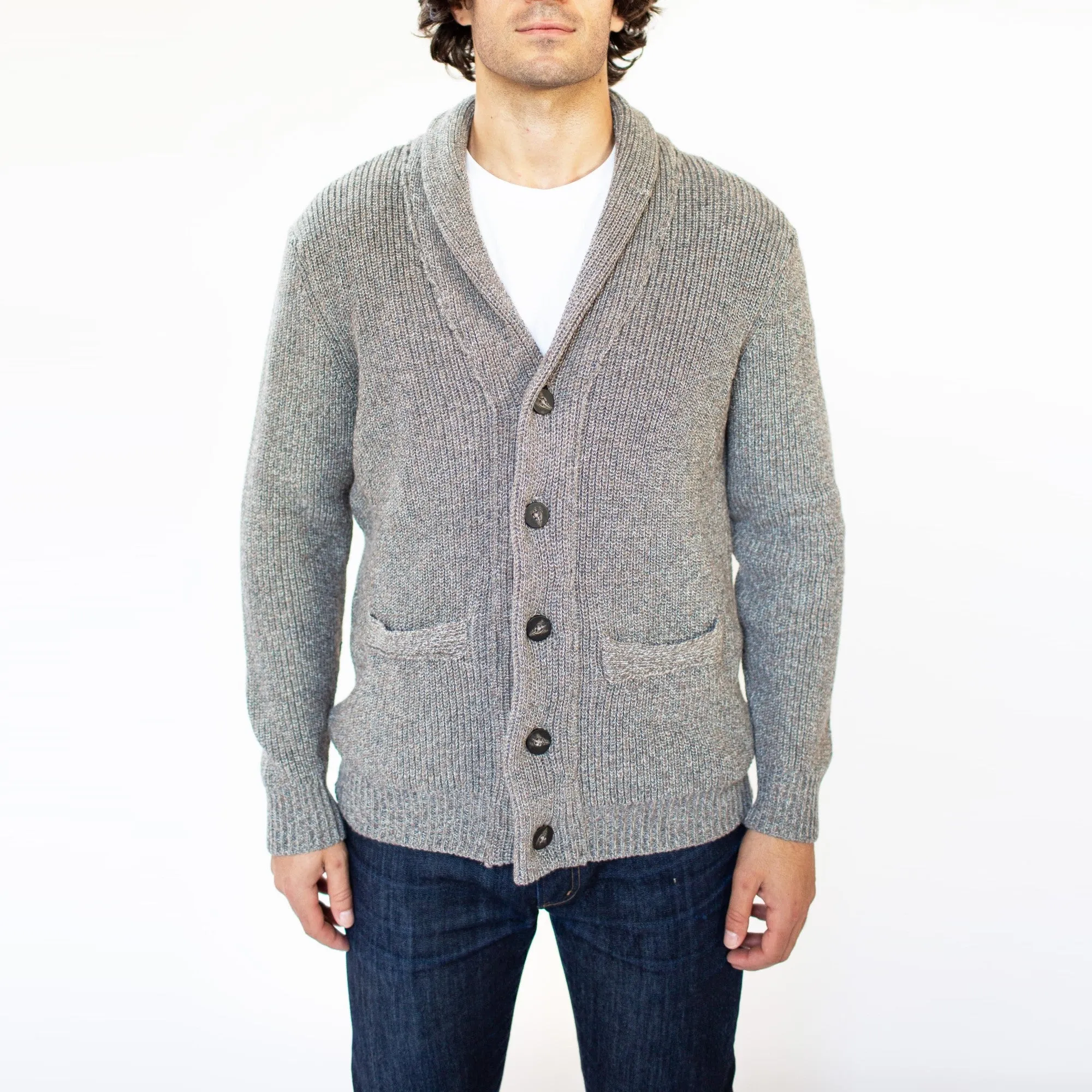 Knit Shawl Cardigan (Brown)