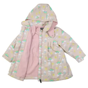 Korango Sunshine & Rainbows Polar Fleece Lined Raincoat - Tapioca