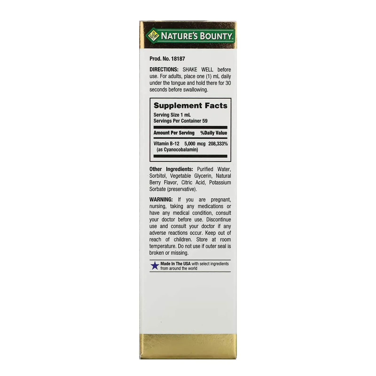 Liquid Vitamin B12 5000 mcg Nature's Bounty, 59 ml