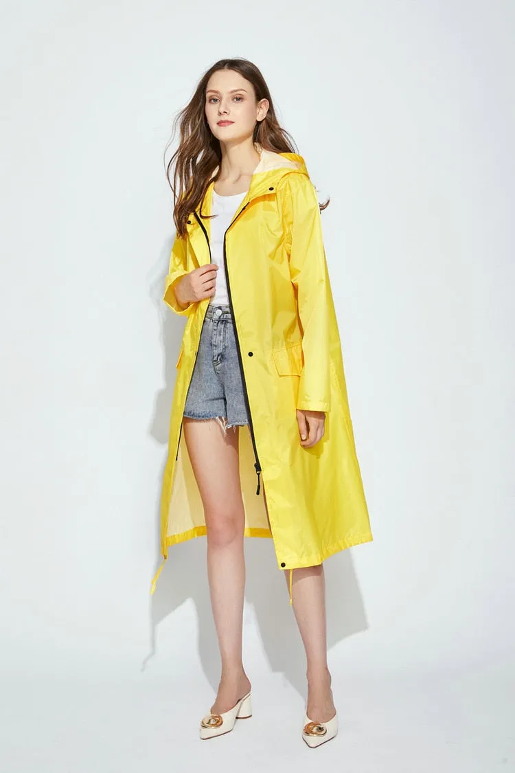 Long Raincoat Women Men Waterproof Windproof Hooded Hiking Rain Coat Ponchos Jacket Cloak Raingear Chubasqueros Mujer Size 2XL L