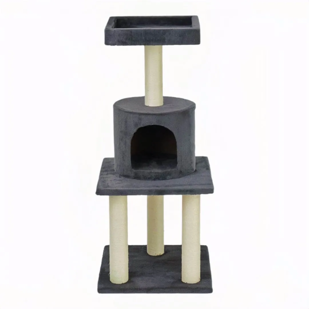 Modern Cat Tree With Scratching Post And Nest