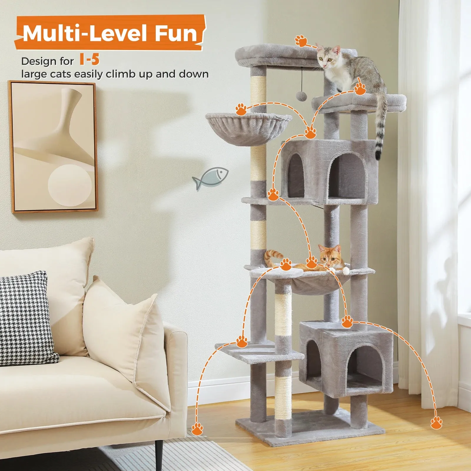 Multi-Level Cat Tree with Scratching Posts and Condos