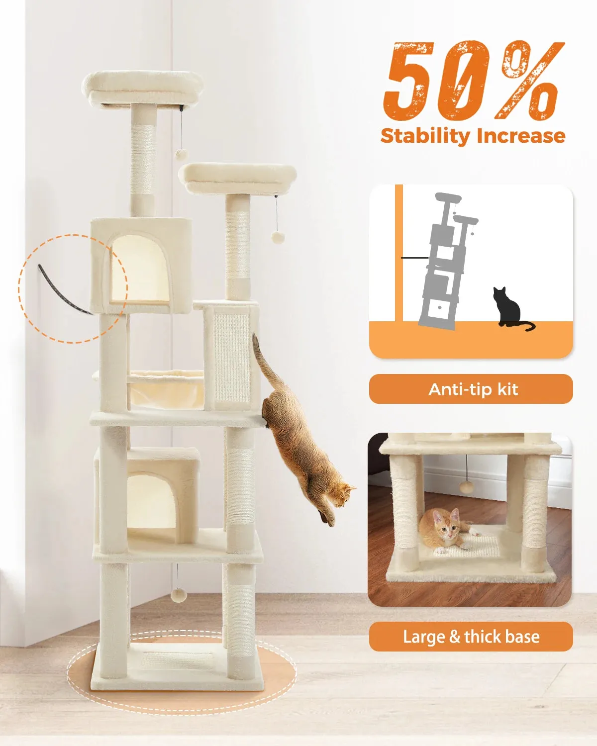 Multi-Level Cat Tree with Scratching Posts and Condos