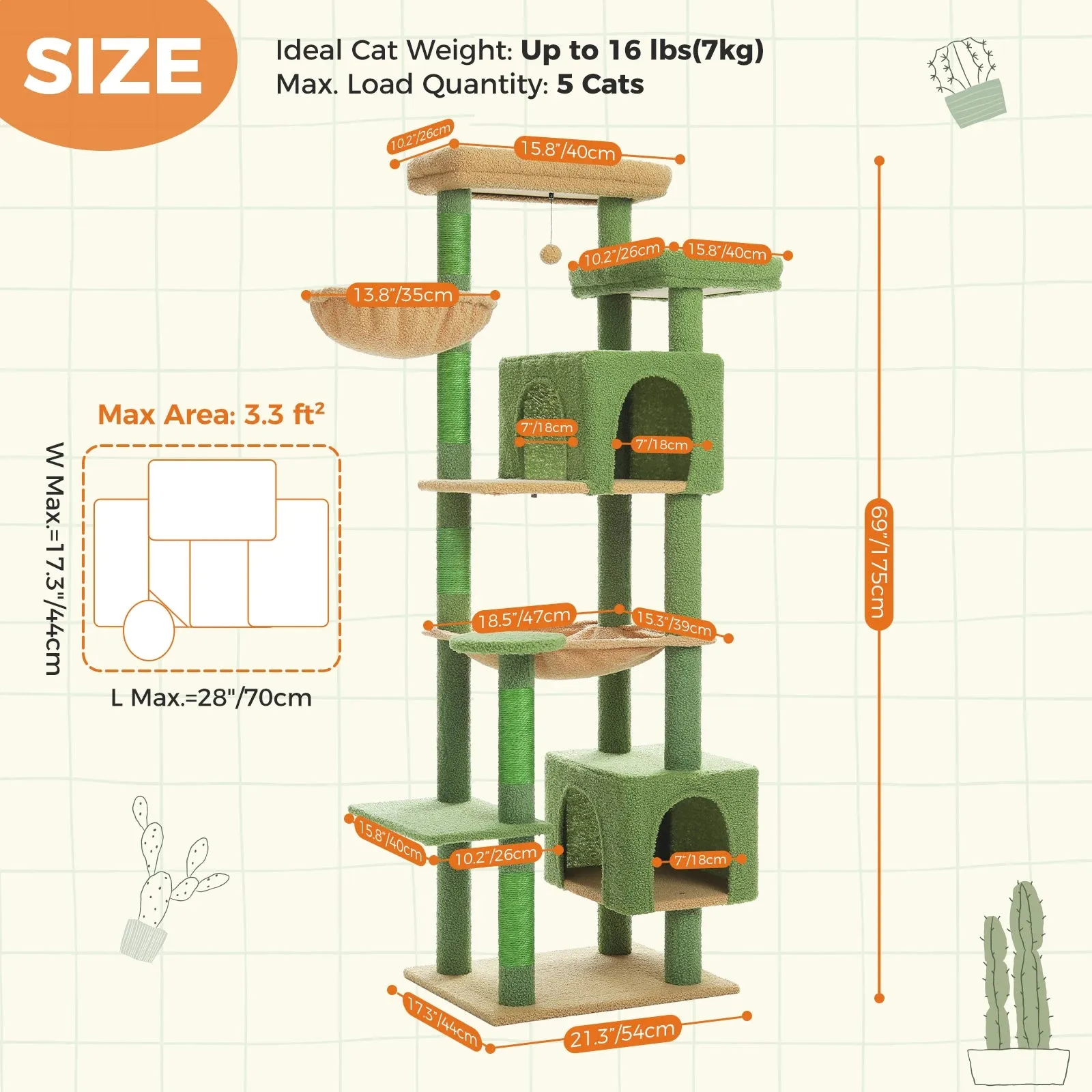 Multi-Level Cat Tree with Scratching Posts and Condos