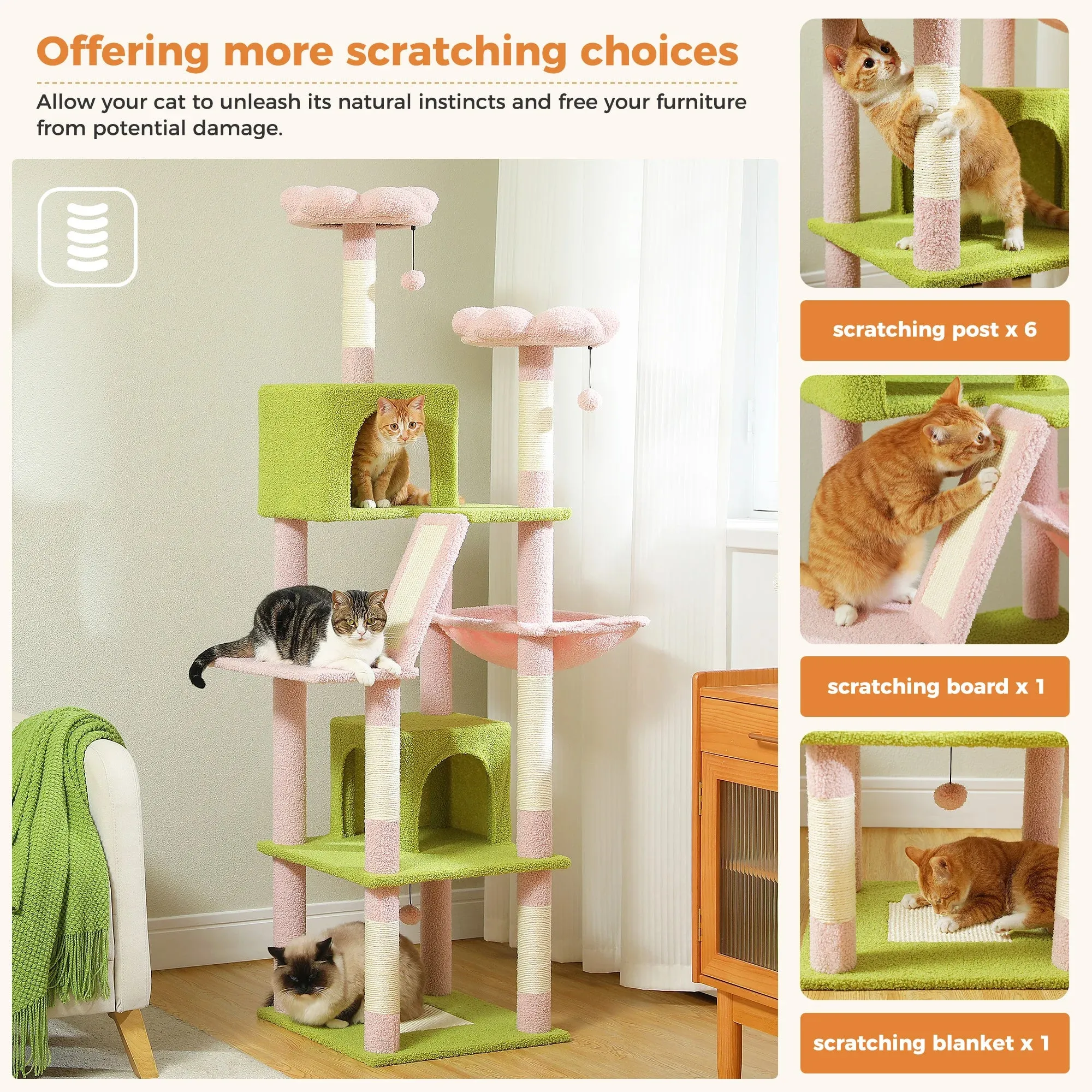 Multi-Level Cat Tree with Scratching Posts and Condos