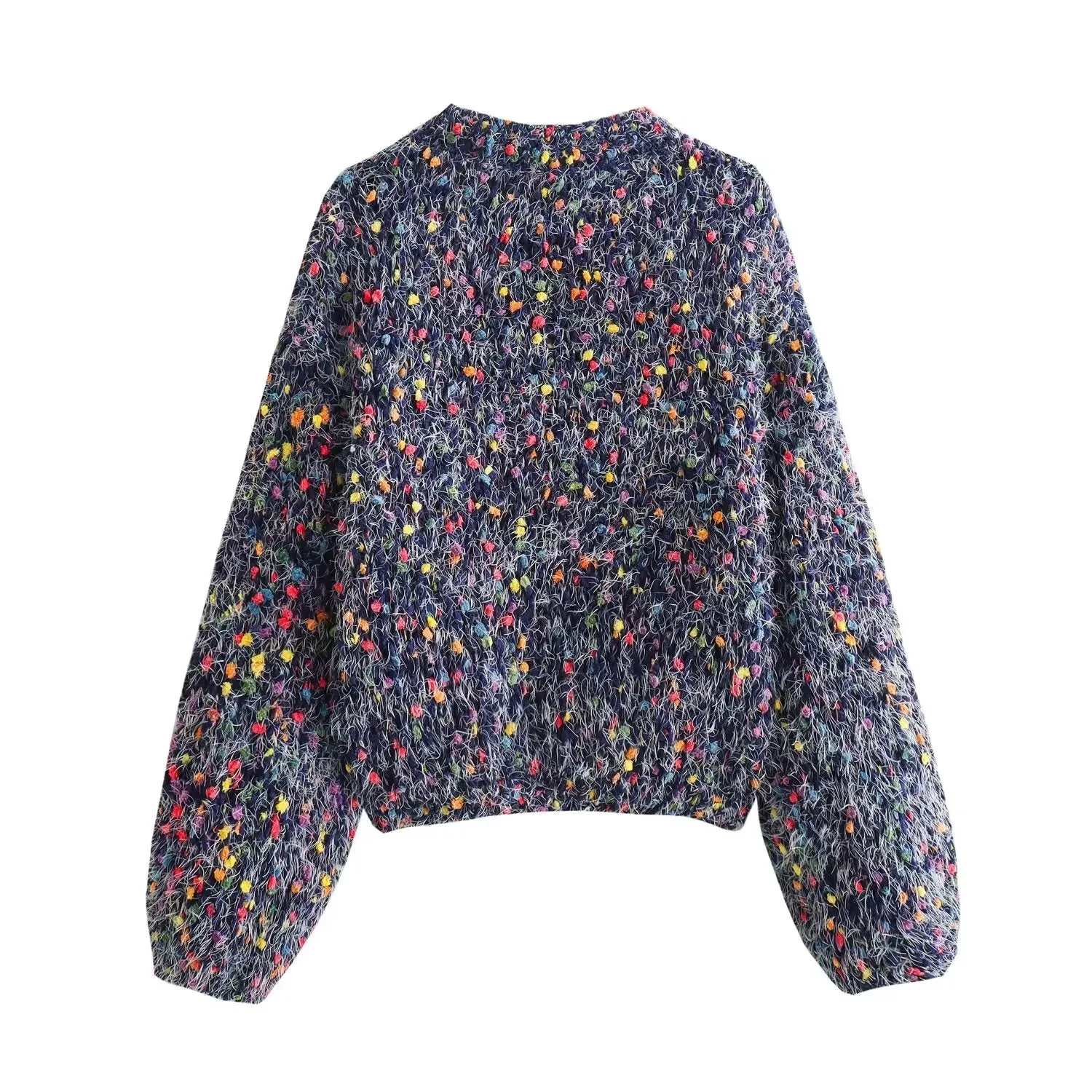 Multicolor Speckle Long Sleeve Sweater