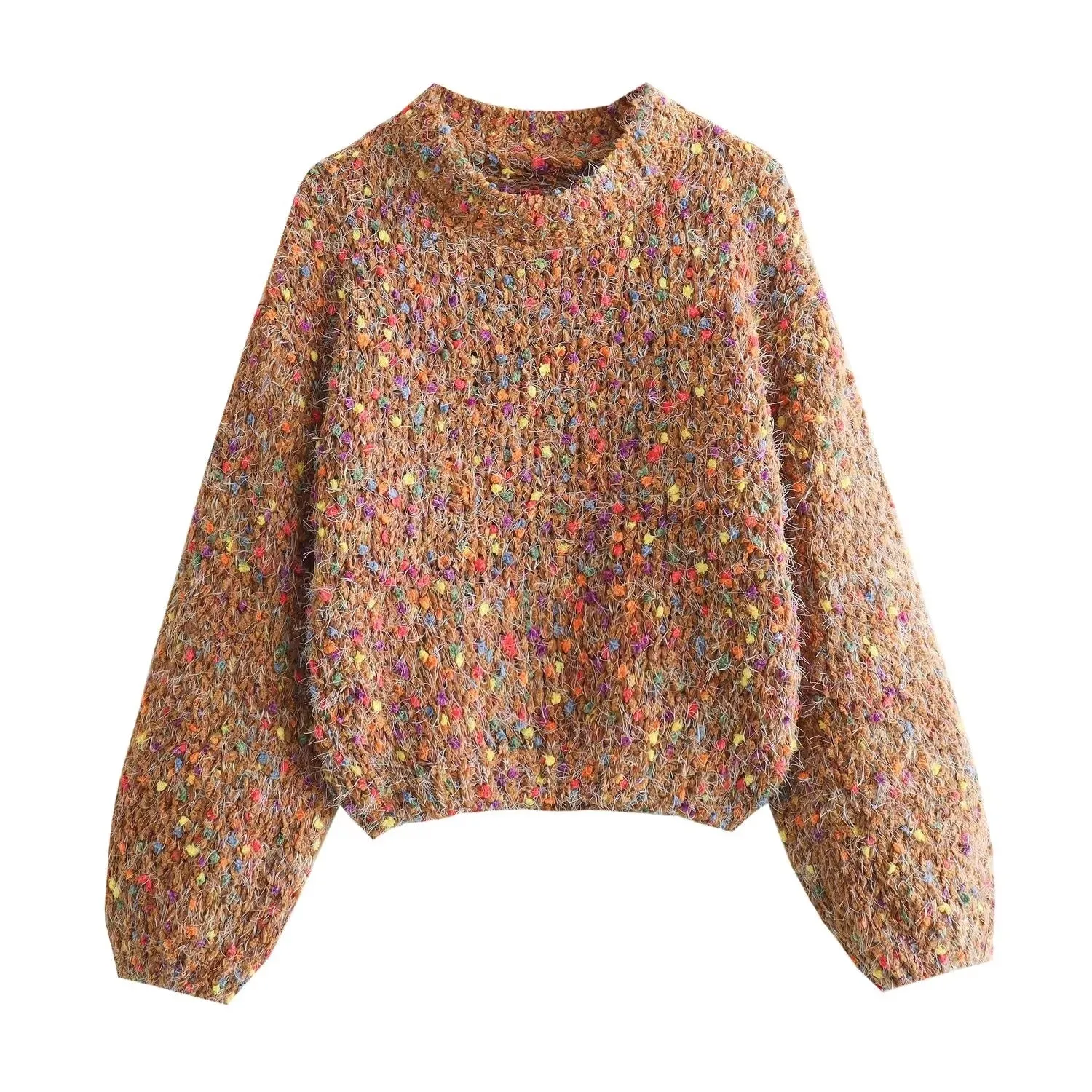 Multicolor Speckle Long Sleeve Sweater