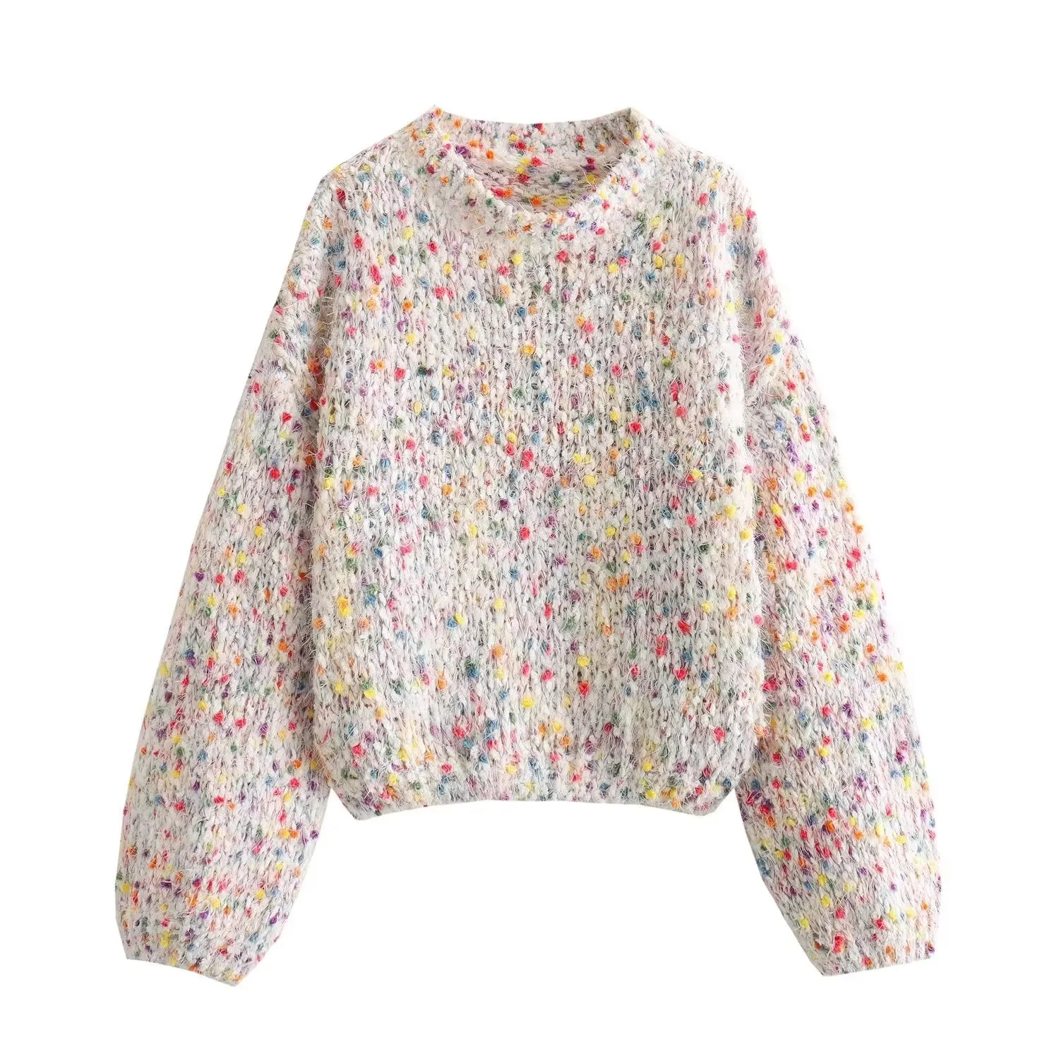 Multicolor Speckle Long Sleeve Sweater