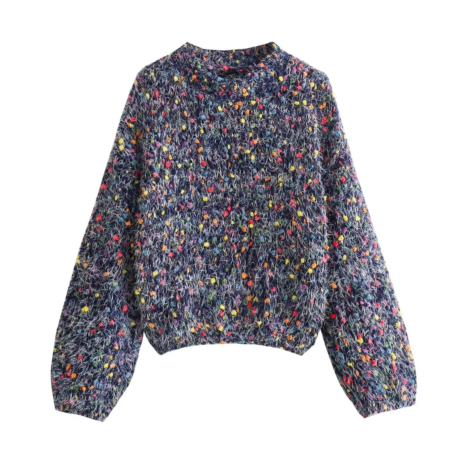 Multicolor Speckle Long Sleeve Sweater