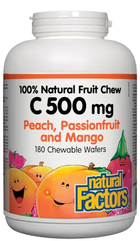 Natural Factors Vitamin C Chews - Peach/Passionfruit/Mango (180 Tabs)