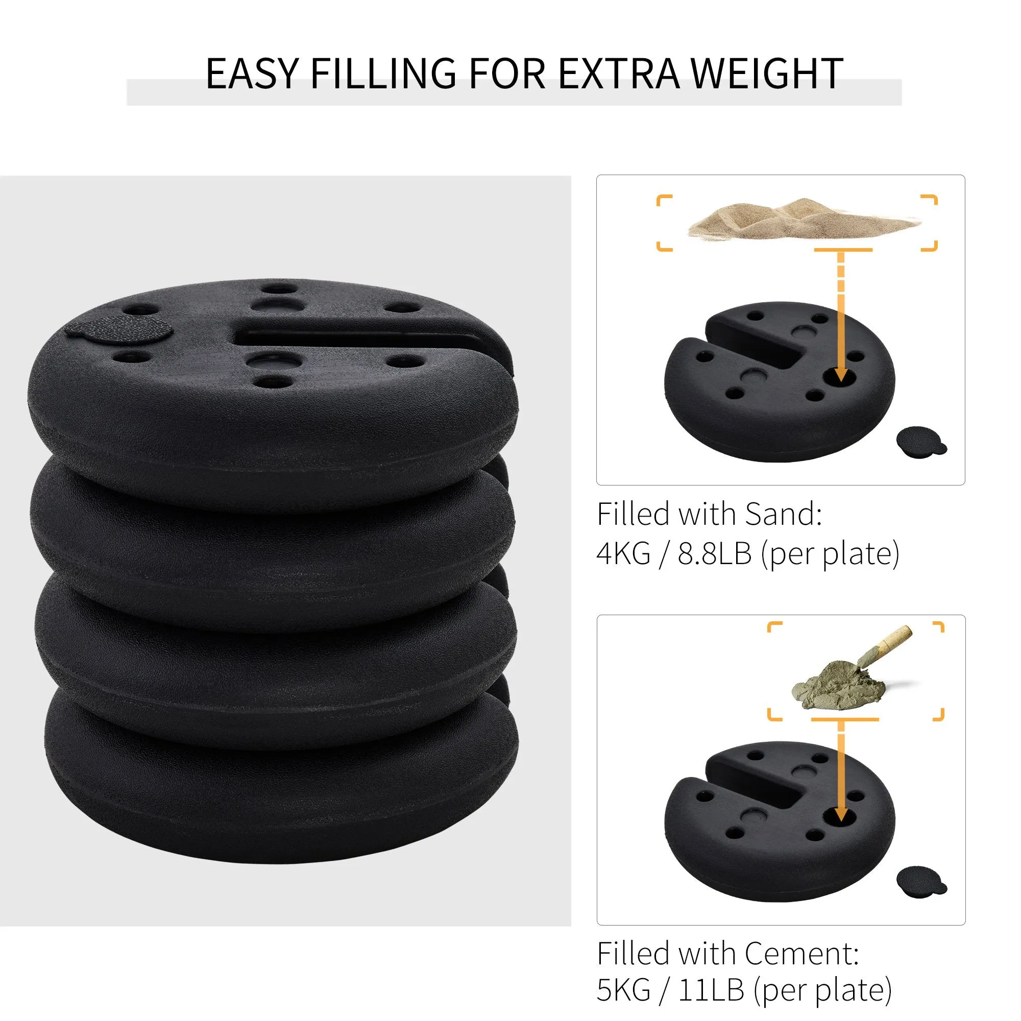 Outsunny Canopy Weight Plate -  Suitable for  20x20mm and 35x35mm