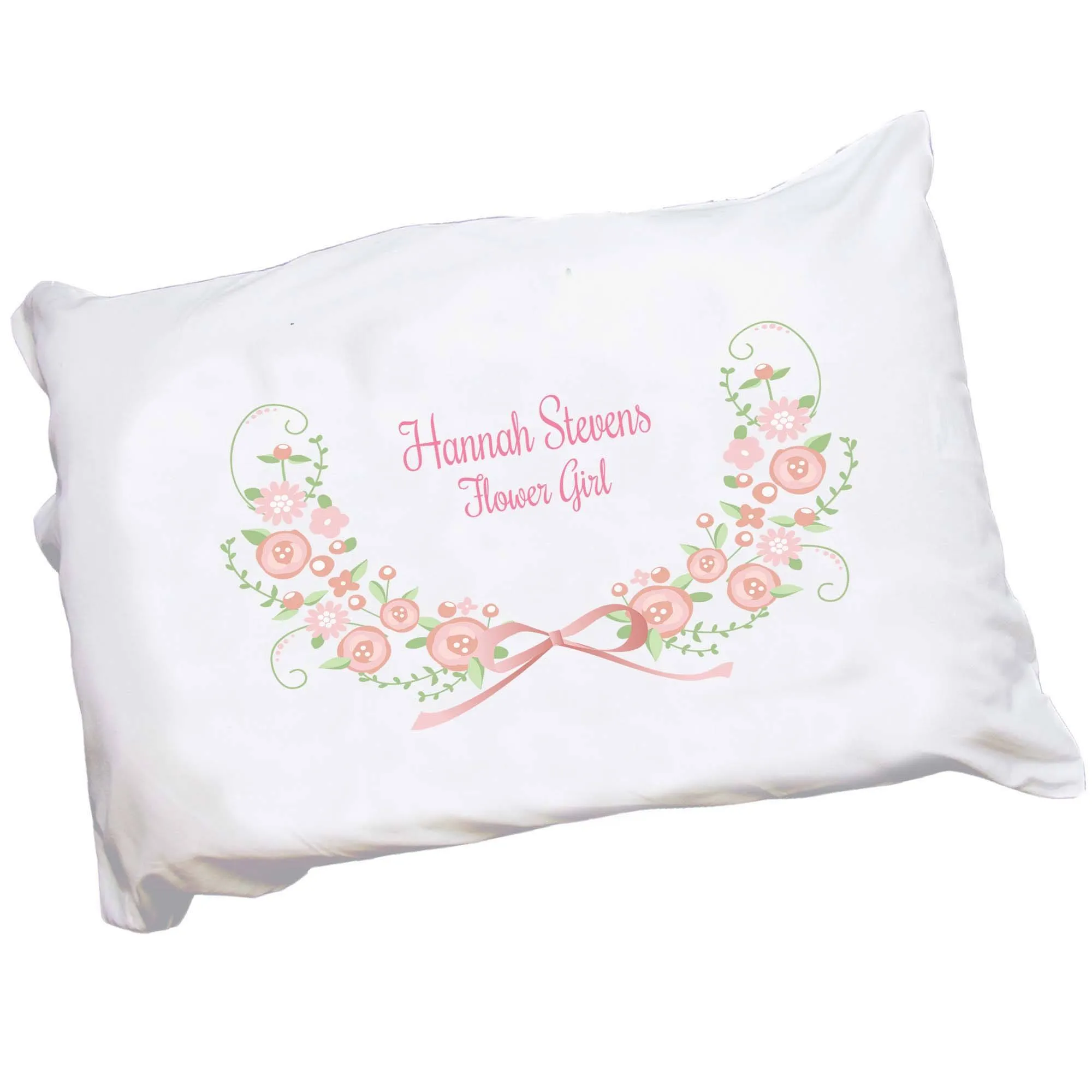 Personalized Blush Floral Garland Pillowcase