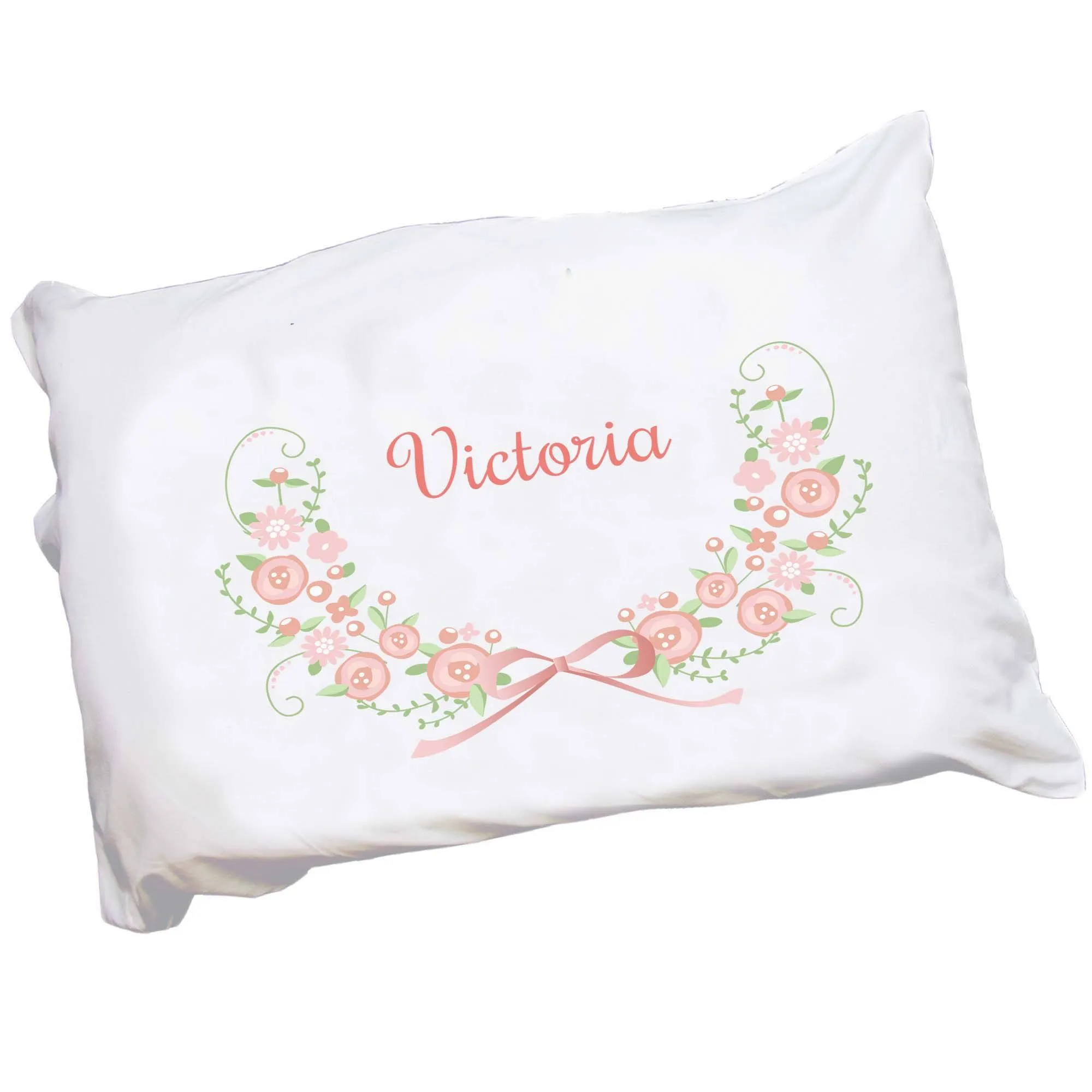 Personalized Blush Floral Garland Pillowcase