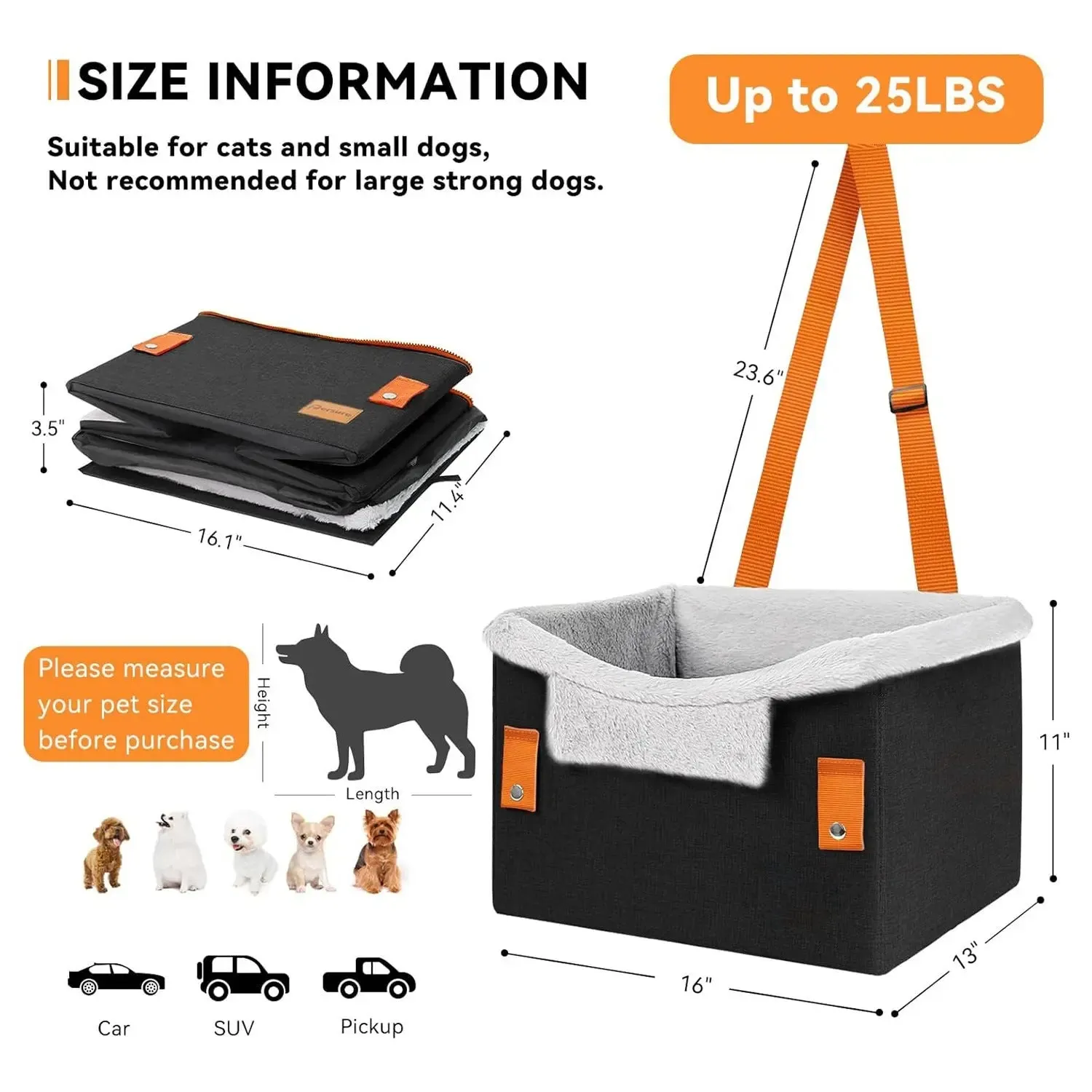 Portable Dog Car Seat Small Dog Booster Seat For Car Ideal For Your Miniature Schnauzer