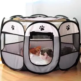 Portable Foldable Pet Tent Kennel - Octagonal Fence Puppy Shelter - Easy to Use Outdoor - Easy Operation Large Dog Cages - Cat Fences