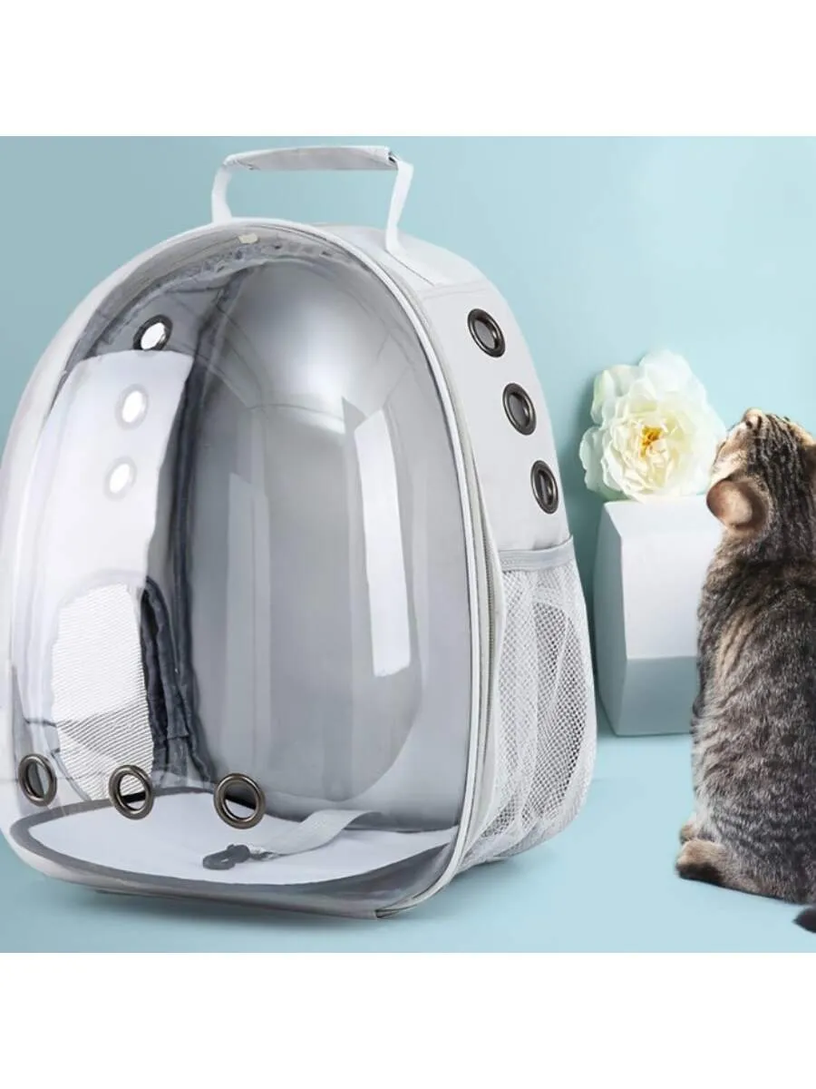 Portable Outdoor Green Transparent Panoramic Breathable Double-shoulder Cat Backpack