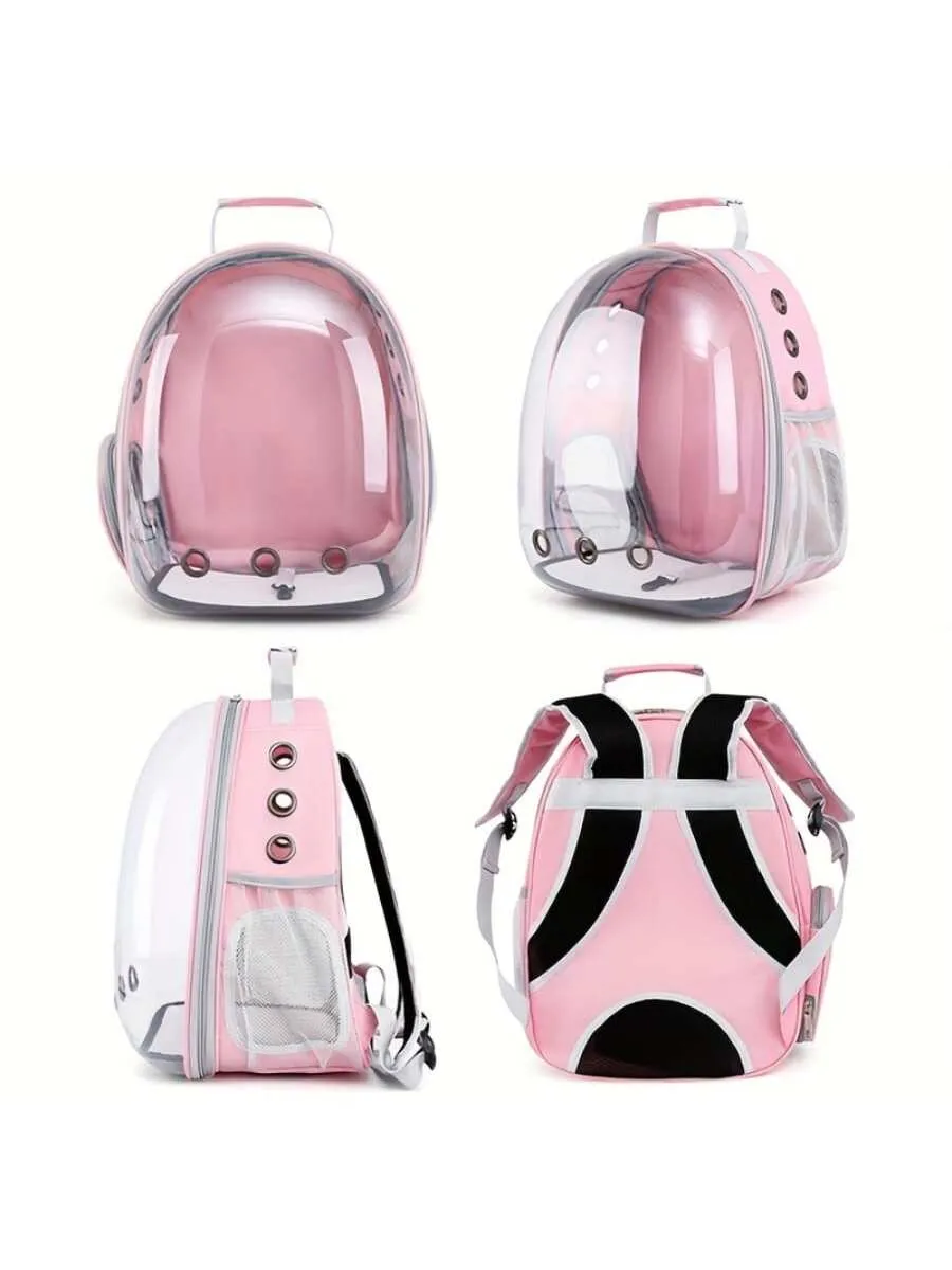 Portable Outdoor Green Transparent Panoramic Breathable Double-shoulder Cat Backpack