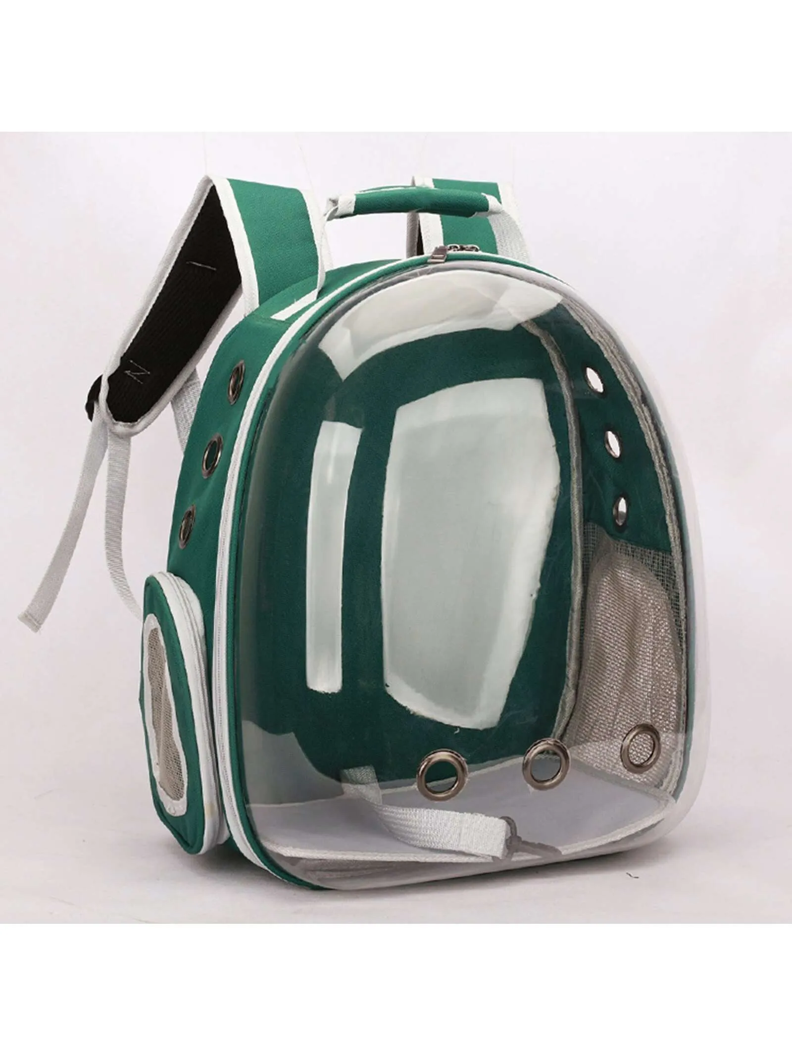 Portable Outdoor Green Transparent Panoramic Breathable Double-shoulder Cat Backpack