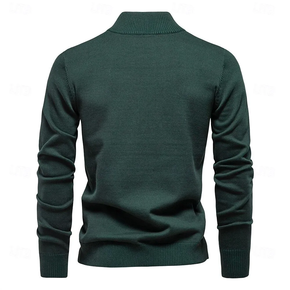 Quarter Zip Ribbed Pullover Sweater