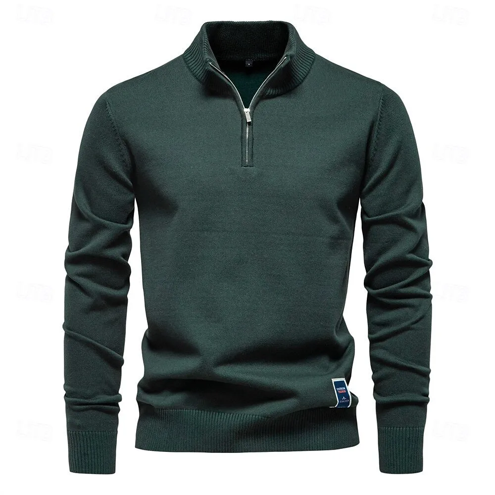 Quarter Zip Ribbed Pullover Sweater