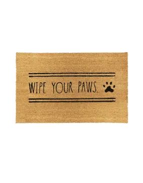 Rae Dunn “Wipe Your Paws” Dog-Theme Light Brown Coir Doormat