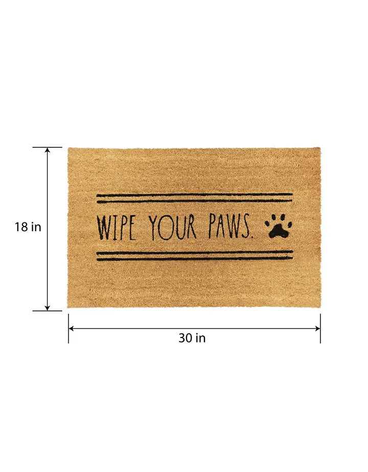 Rae Dunn “Wipe Your Paws” Dog-Theme Light Brown Coir Doormat