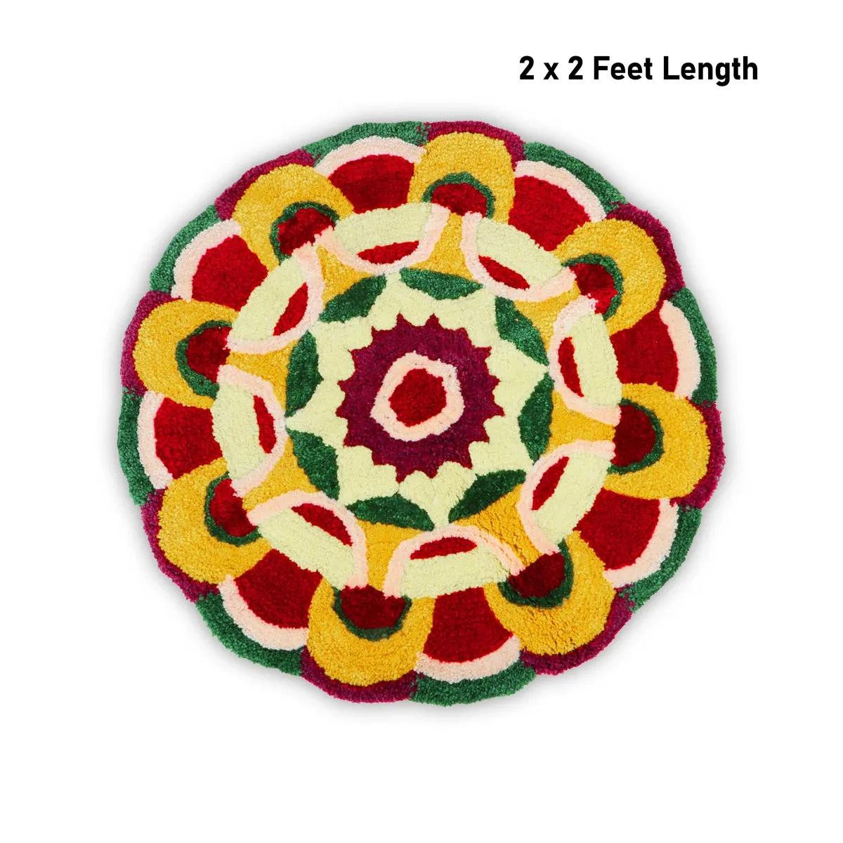 Rangoli Mat - 2 x 2 Feet | Micro Tufted Rug/ Rangoli Floor Mat/ Reusable Rangoli Mat for Home Decor