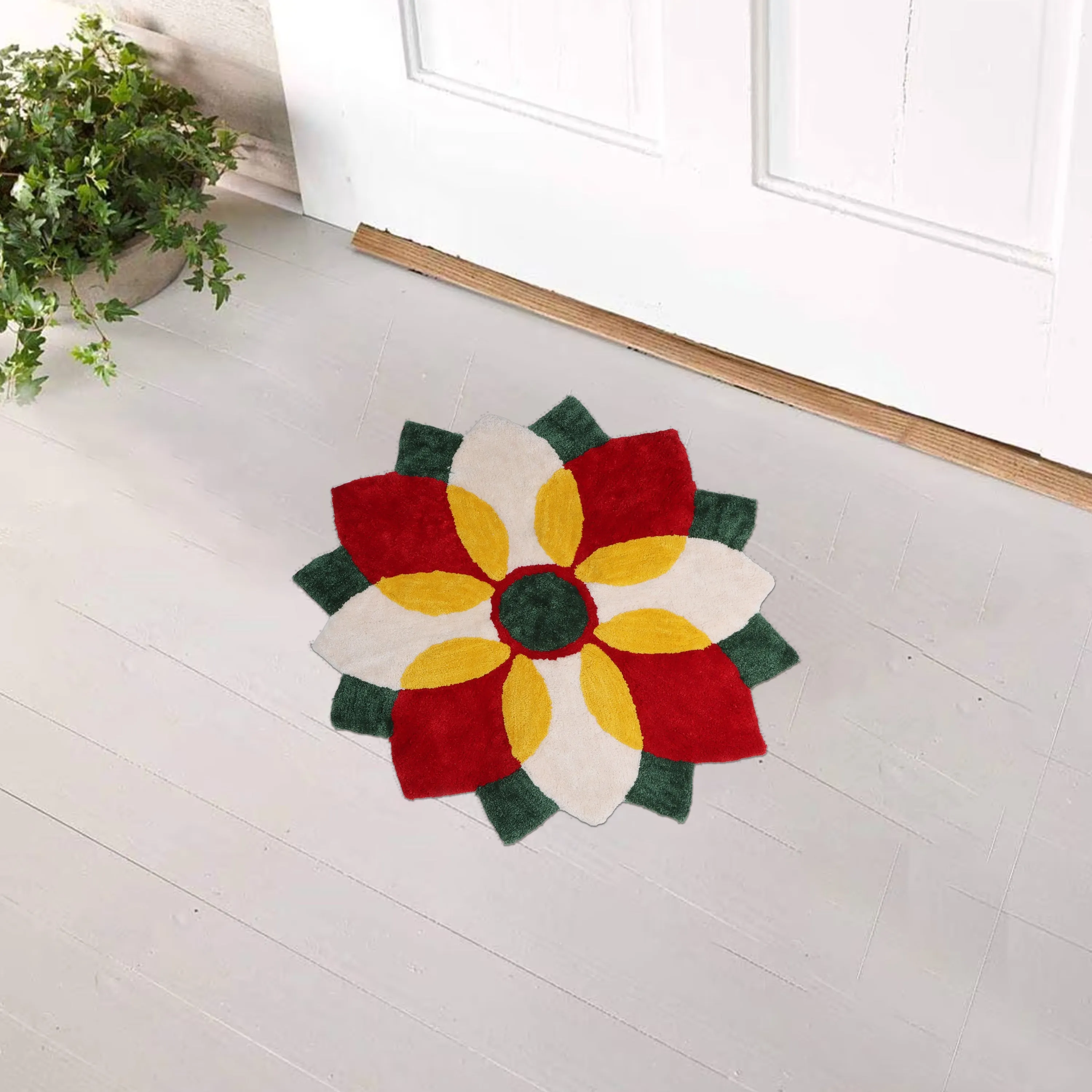 Rangoli Mat - 3 x 3 Feet | Micro Tufted Rug/ Rangoli Floor Mat/ Reusable Rangoli Mat for Home Decor