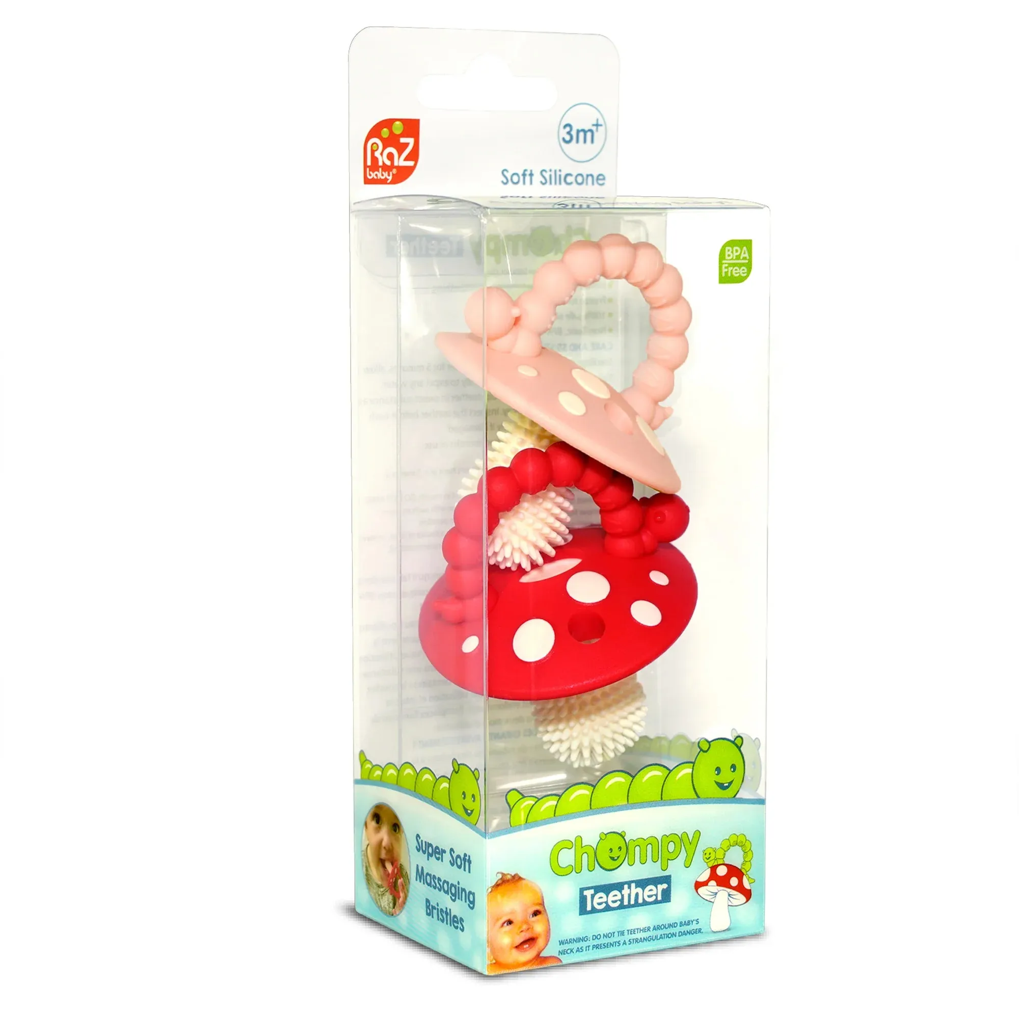 Razbaby Chompy Mushroom Silicone Teether (2 pack)