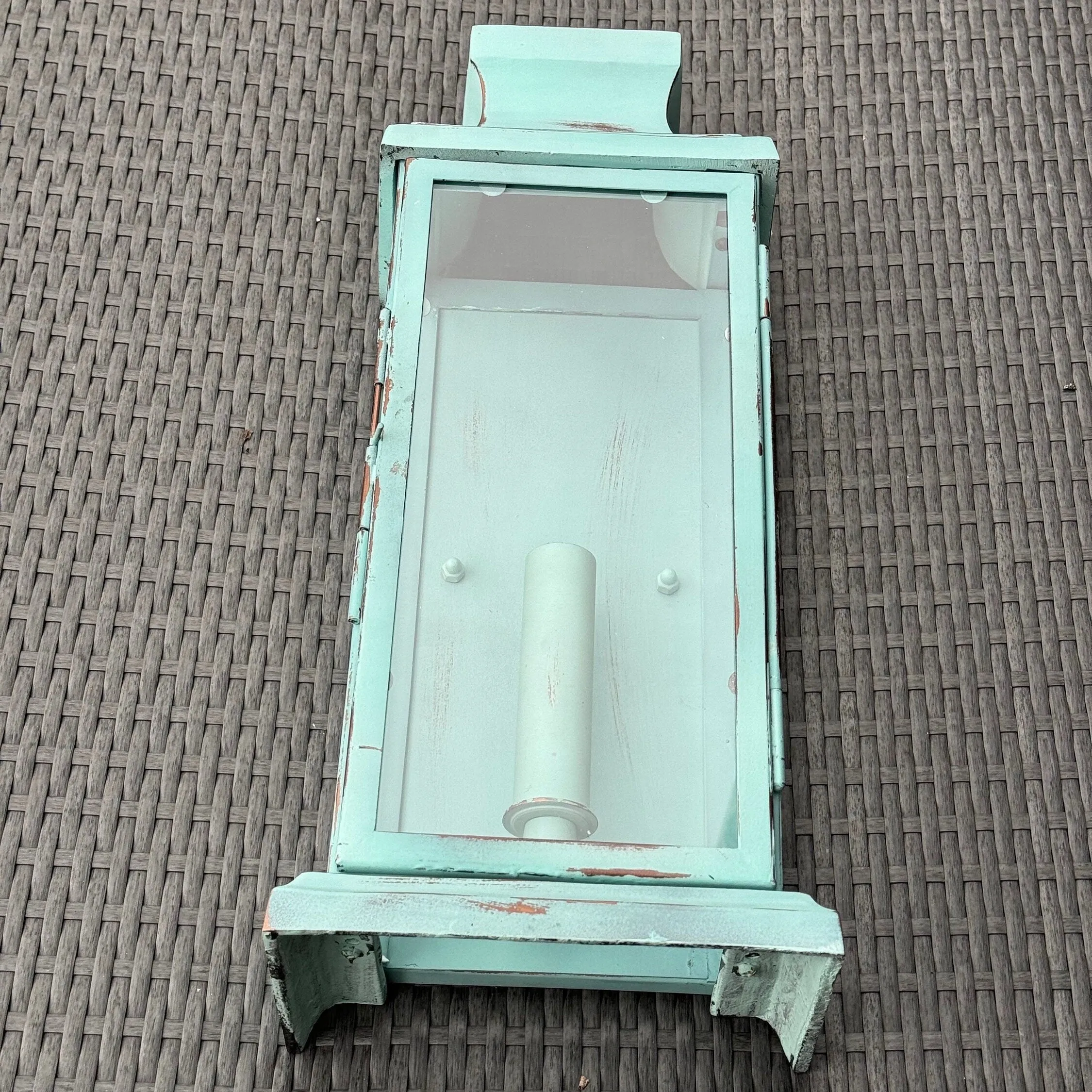 Reedham ~ Verdigris Flush Lantern Wall Sconce Light